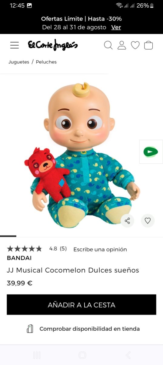 Muñeco JJ CoComelon - Dulce Sueños