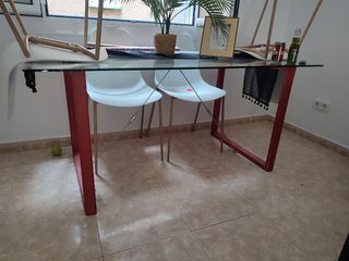 Mesa cristal roja - Comedor

