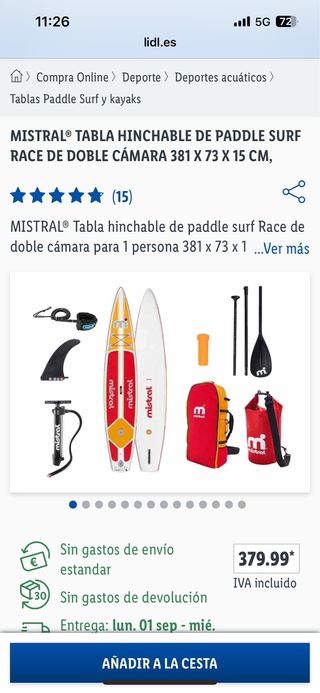 Tabla Paddle Surf Mistral Race hinchable