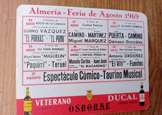POSTAL CARTEL  FERIA TAURINA ALMERIA 1969 PAQUIRRI