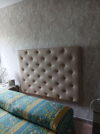 Cabecero cama matrimonio - Piel sintética beige