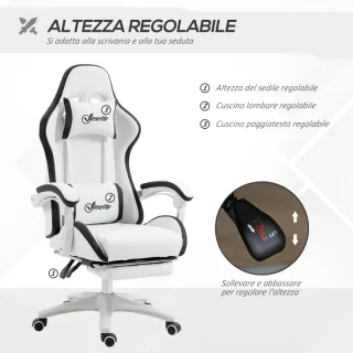 Sedia da Gaming con Altezza Regolabile e Schienale