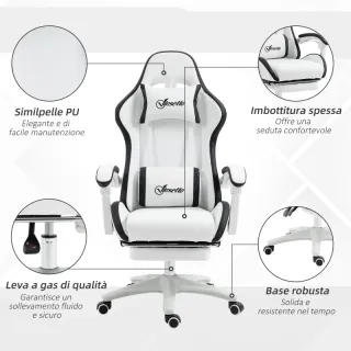 Sedia da Gaming con Altezza Regolabile e Schienale