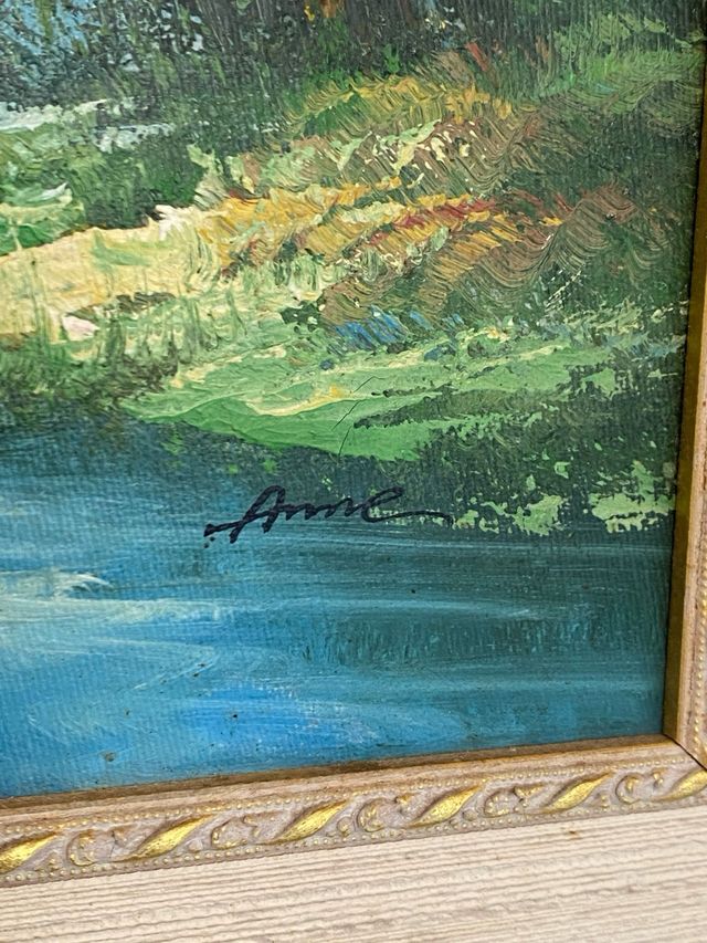 CUADRO AL ÓLEO SOBRE LIENZO PAISAJE FIRMADO