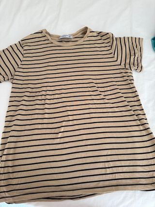 Camiseta rayas beige-negro