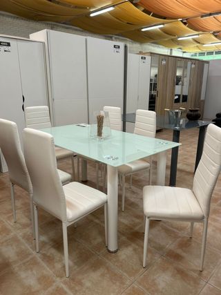  Mesa Comedor 6 Sillas Blancas  - Nuevo 