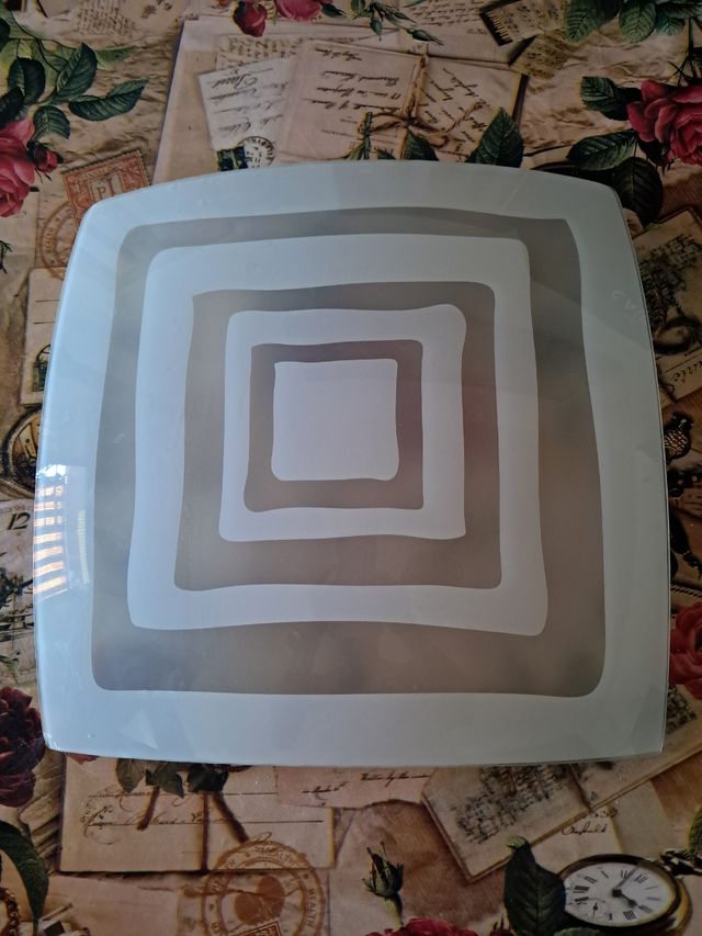 Plafón de cristal 40cm - Gris y blanco