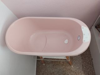 Bañera bebé rosa con soporte + reductor.