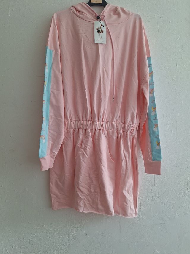 Vestido sudadera rosa | Talla L