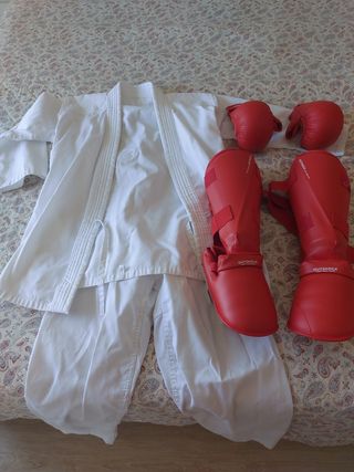 Karate: Guantillas y espinilleras rojas