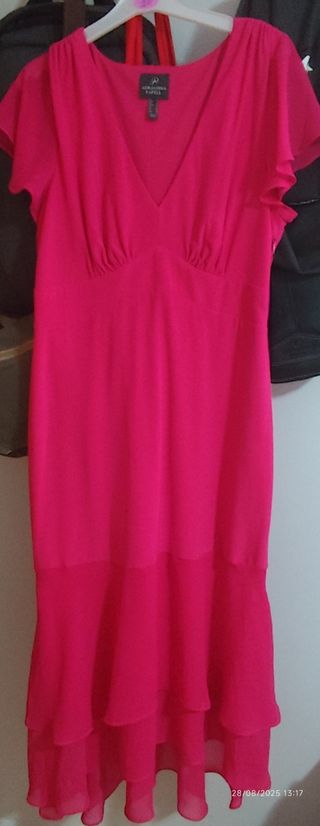 Vestido fiesta rosa midi