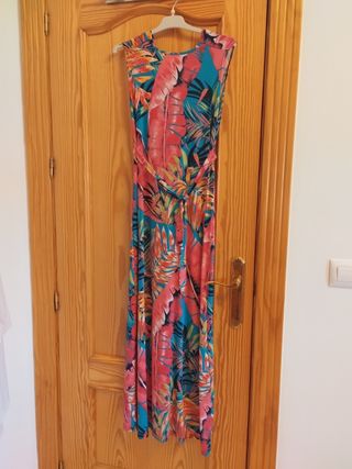 Vestido largo estampado flores