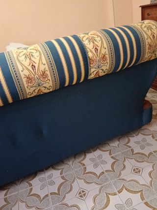 Sofá vintage 3 plazas - 2 sillones de 1 plaza  azu