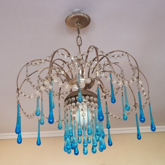 Araña vintage azul | Cristal y metal