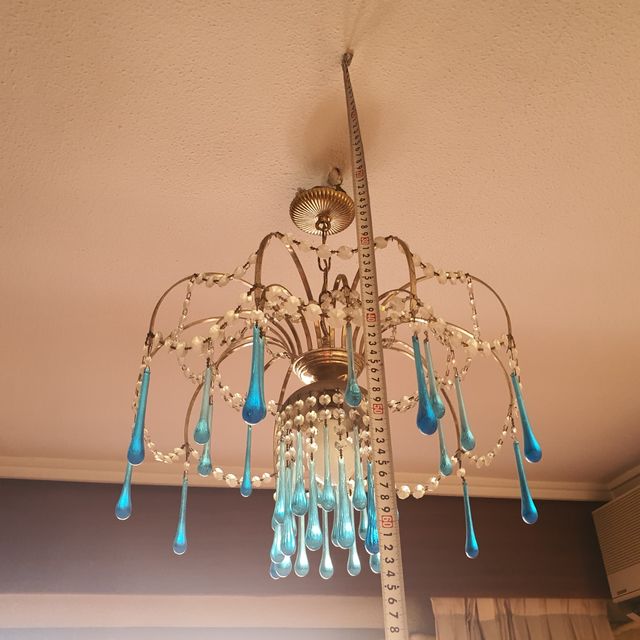 Araña vintage azul | Cristal y metal