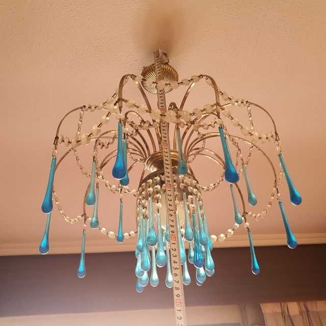 Araña vintage azul | Cristal y metal