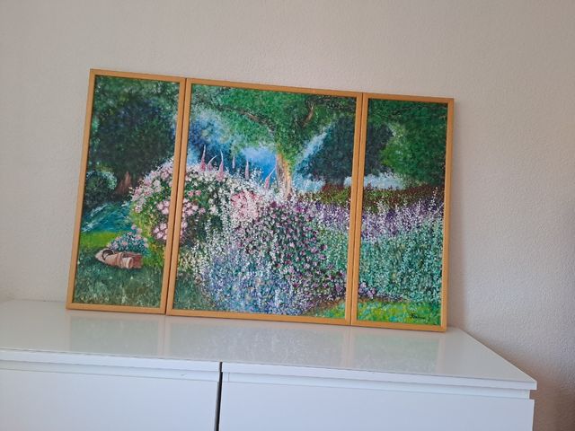 Tríptico flores - Pintura acrílica.No hago envios.