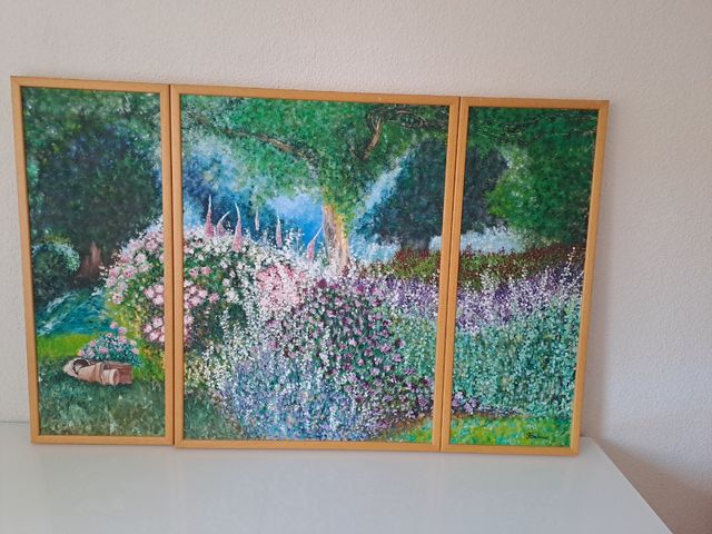 Tríptico flores - Pintura acrílica.No hago envios.