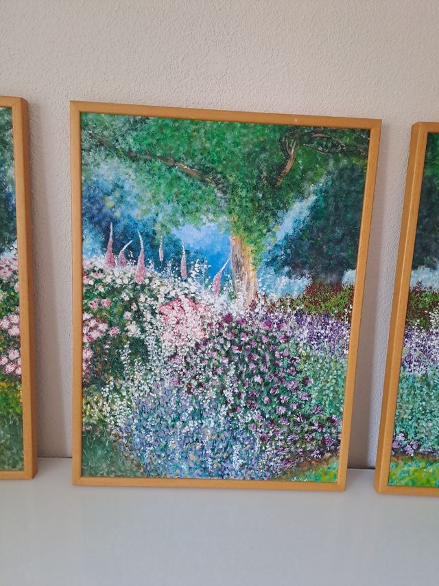 Tríptico flores - Pintura acrílica.No hago envios.