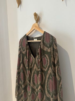Vestido Amichi estampado marrón-verde