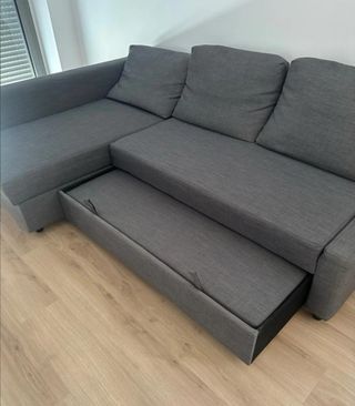 SOFA CAMA IKEA FRIHETEN GRIS LAVADO Y DESINFECTADO