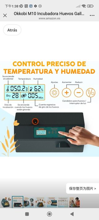 Incubadora Okkobi M10 huevos