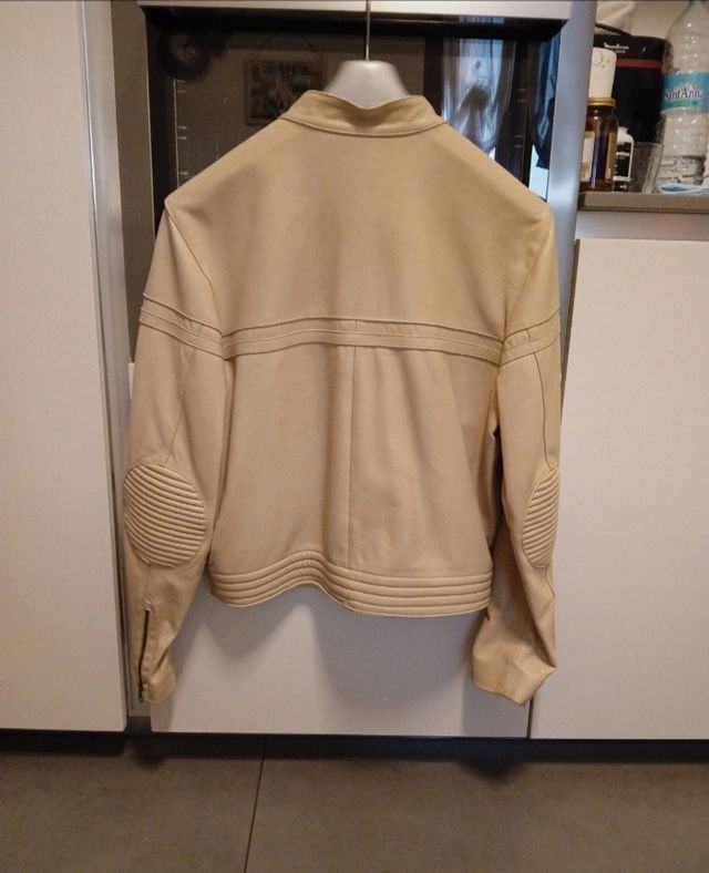Giacca pelle beige uomo