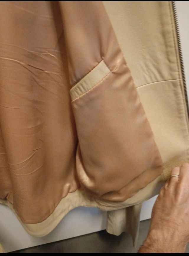 Giacca pelle beige uomo