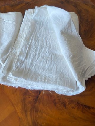 2 pezzi nuovi tessuto cotone bianco
