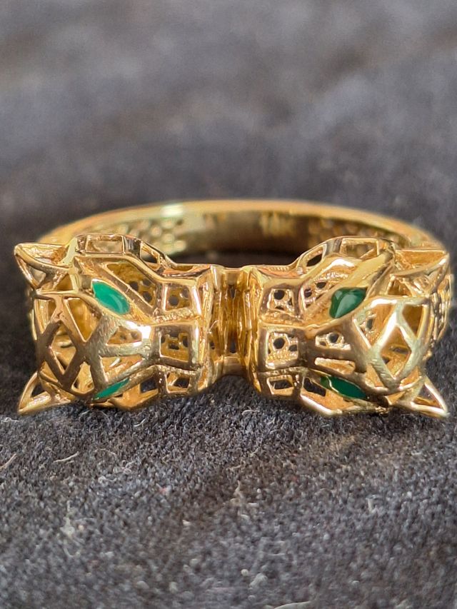 Anillo oro y verde - Talla 15.3 mm