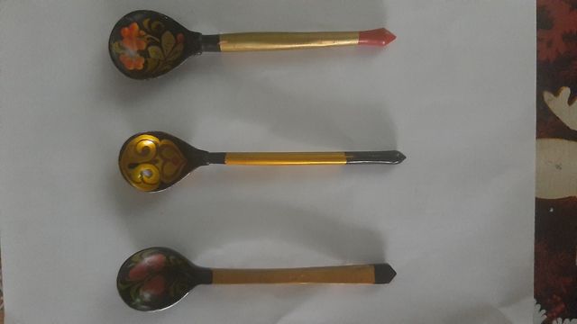 3 Cucharas Rusas pintadas a mano