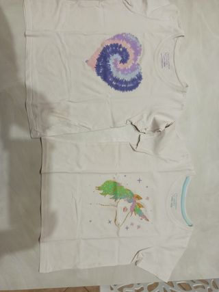 2 magliette bimba: tie-dye & unicorno