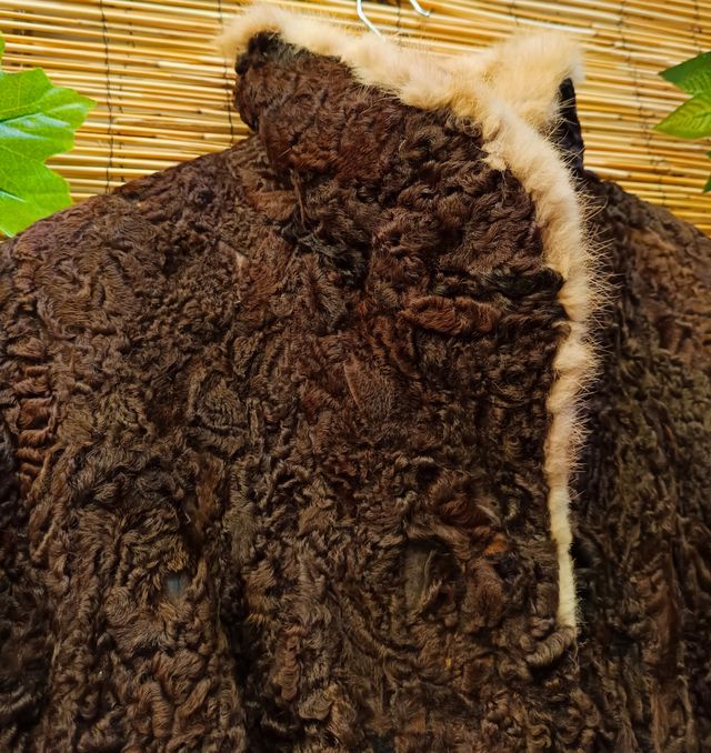 Abrigo vintage astracán marrón-mujer