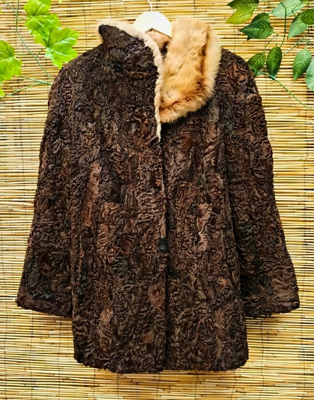 Abrigo vintage astracán marrón-mujer
