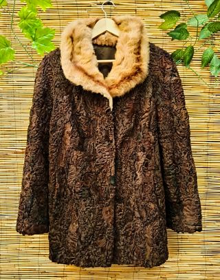 Abrigo vintage astracán marrón-mujer