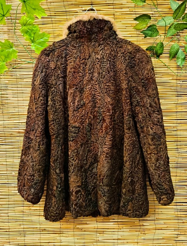 Abrigo vintage astracán marrón-mujer