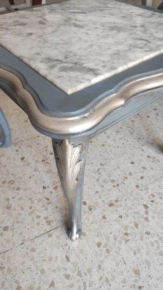 Mesita mármol - Auxiliar azul plata