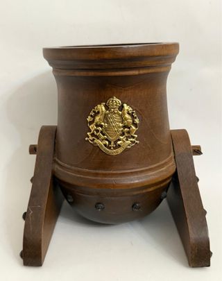 Mortaio legno metallo antico