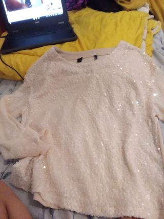 Blusa lentejuelas beige