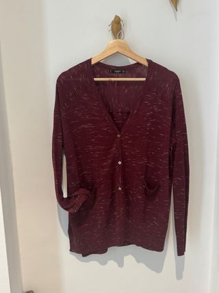 Chaqueta Mango - Punto fino - Burdeos