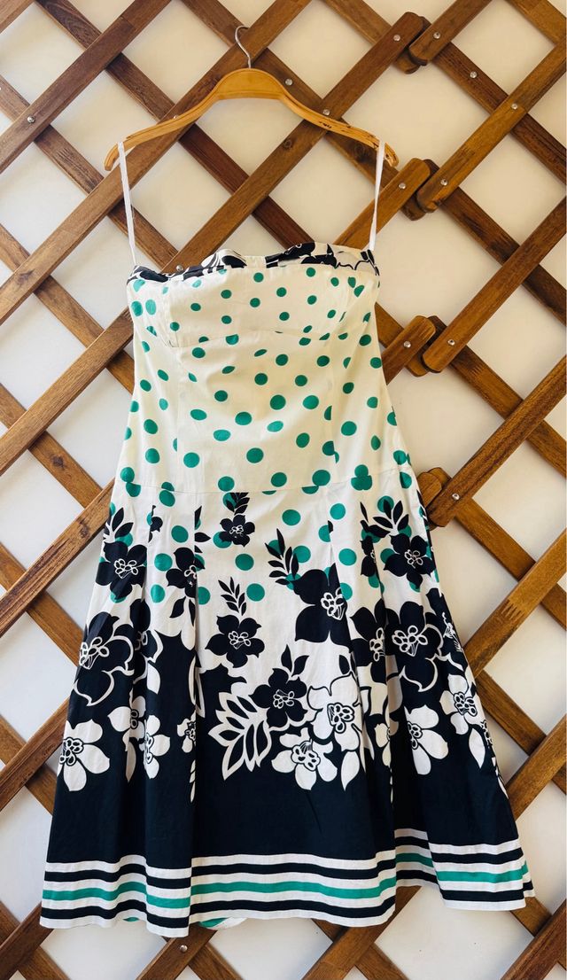 Vestido blanco lunares verdes de Blanco