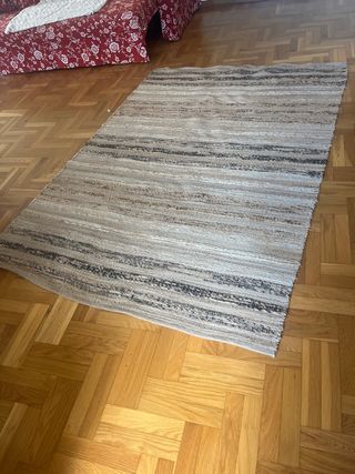 Alfombra algodón beige y gris