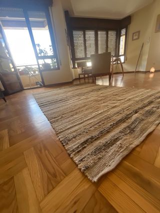Alfombra algodón beige y gris