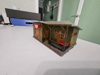 Maqueta estación tren vintage,con casas y iglesia