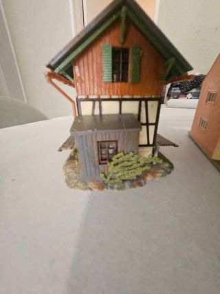 Maqueta estación tren vintage,con casas y iglesia