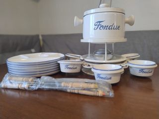 Fonduta Ceramica Blu e Bianca