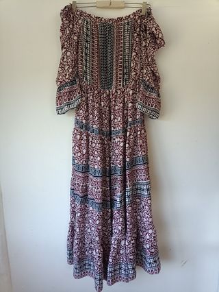 Vestido largo boho estampado étnico 
