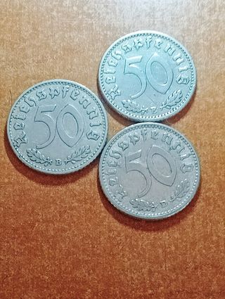 3 Monedas 50 Pfennige (Tercer Reich)
