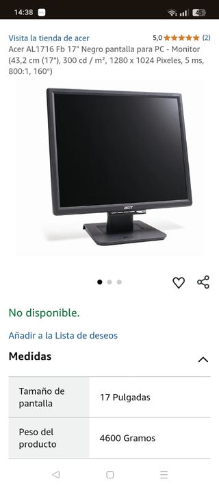 Monitor Acer 17 pulgadas