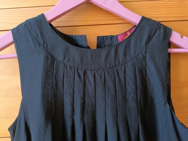 Vestido negro seda sin manga